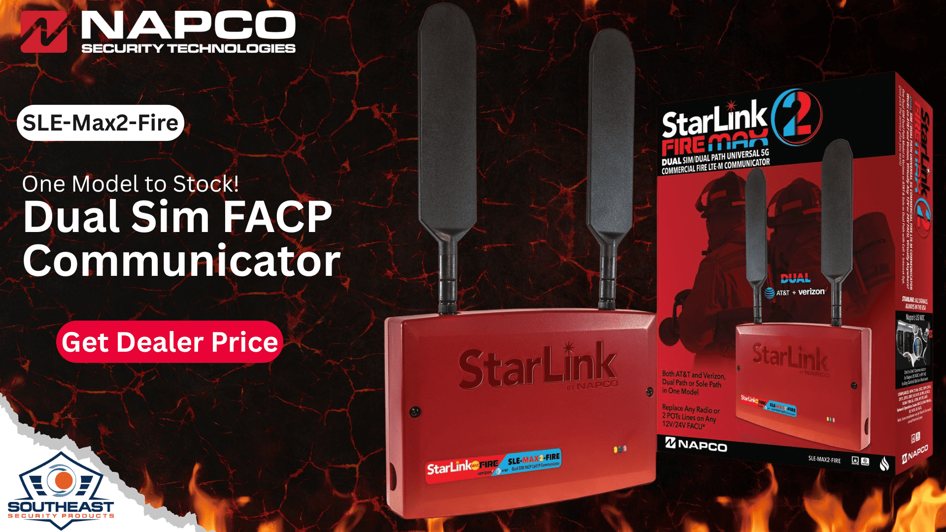 Starlink Fire Max2 Dual SIM Fire Communicator Starlink Fire Max2 dual SIM dual path fire alarm communicator with AT&T and Verizon support